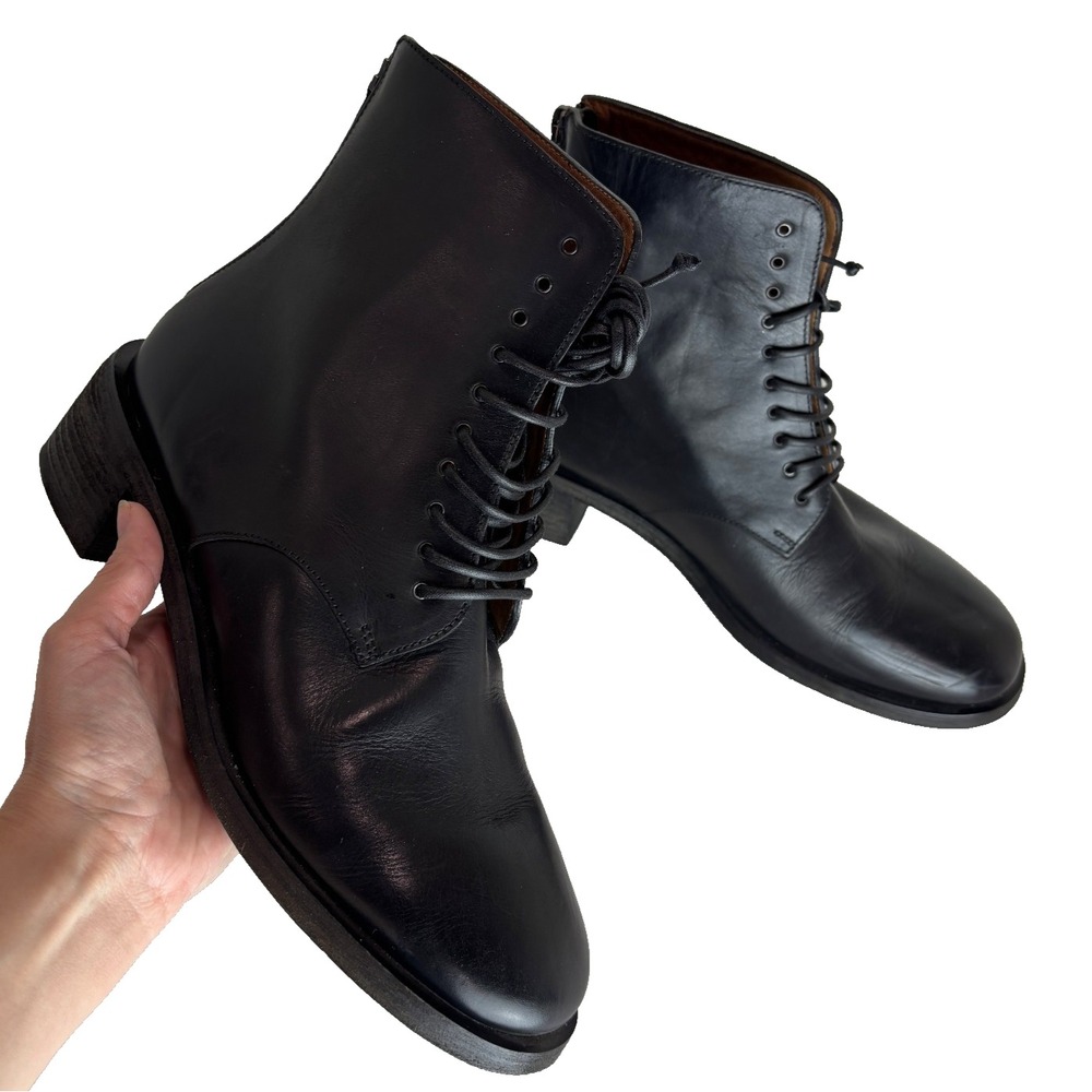 Marsell Parrucca Black Ankle Combat Boots Women's 38 EUC Made in Italy Leather